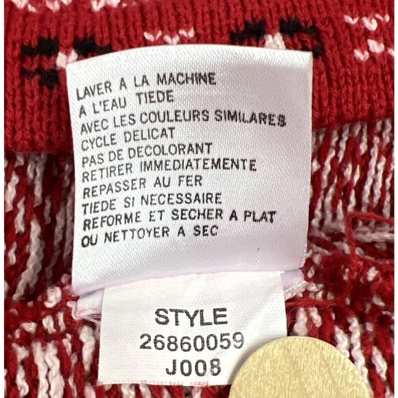 Liz Claiborne Red & White Crewneck Sweater Fair Isle Cotton Holiday Sz Med - Picture 11 of 12